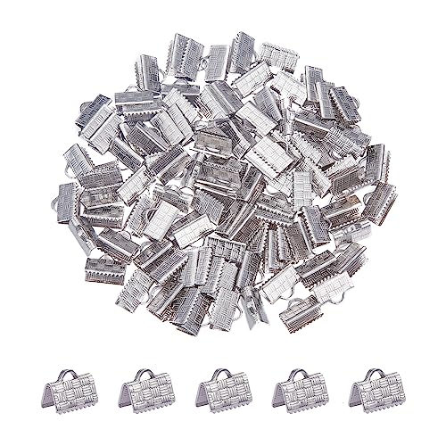 UNICRAFTALE 100 Pcs Fermoir Extrémité de Ruban 304 Acier Inoxydable Fermoir de Bijoux Embout de Cordon Cuir Accessoire pour Fabrication de Bijoux Collier...
