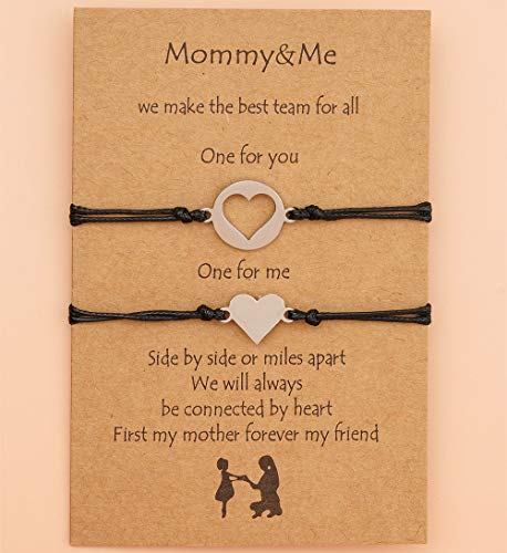 Image of COLORFUL BLING Mother Daughter Mommy and Me Heart Wish Bracelets Distance Matching Hollow Heart Horse Promise Promise Bracelet Friendship Jewelry Gifts
