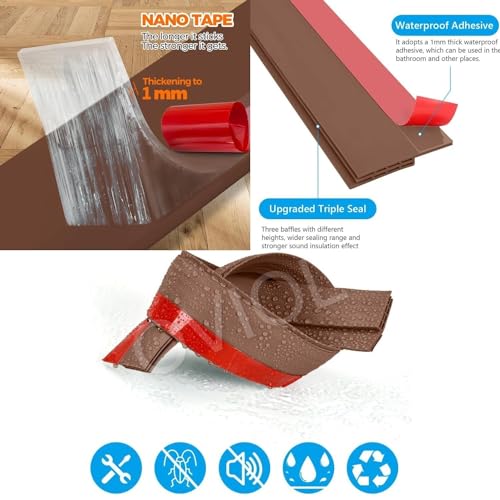 Image of OVIOL Door Bottom Sealing Strip Self-Adhesive Under Gap Filler Rubber Dust Stopper for Home Door Gap Sealing Strip Cockroach Insect Bugs Draft Stopper Waterproof (1 MTR Pack of 1, Brown)