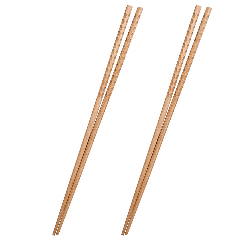 Cabilock Palillos para El Cabello 2 Pares Palillos Palos De Madera Palos De Chinos Palitos para Picar Juego Sartenes Antiadherentes Mango Largo Lavavajillas Palillos Chinos