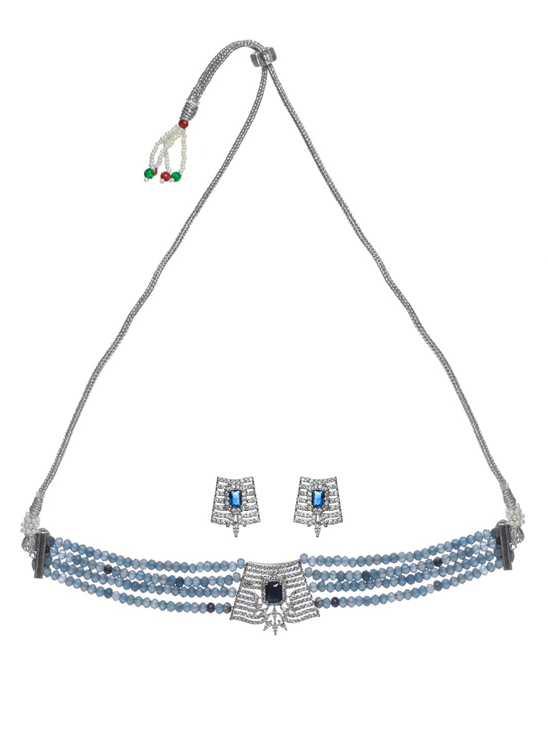 Priyaasi Blue Multilayer American Diamond Choker Jewellery Set (B0B1DW1474) Amazon Price History, Amazon Price Tracker