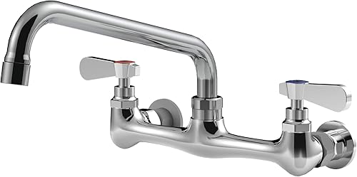 Grifo de fregadero de utilidad para montaje en pared, grifo de fregadero de cocina de 10 pulgadas de longitud, cromado, 2 manijas, barra de