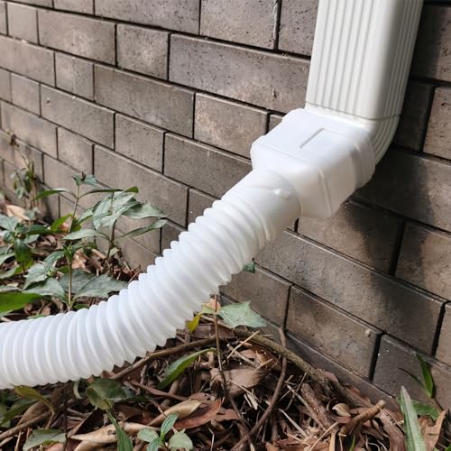 Prestantious 8.5ft Long Gutter Downspout Extensions, 2\" ID Small Size Downspout Extender Drainage Pipe for 2\"×3\" Downspout, Inside Diameter 2 Inches, Pipe Stretched Length 8.5ft(White-1 pack)