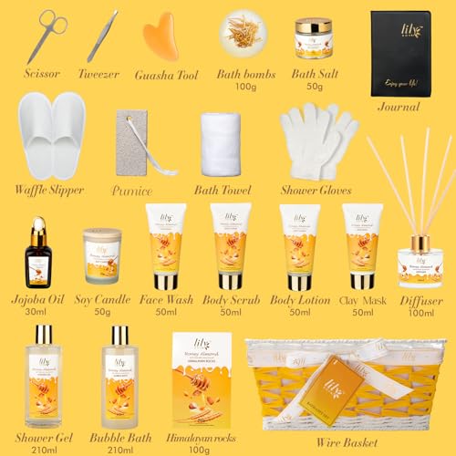 Image of 21Pcs Spa Gifts Set, Moisturizing Almond Spa Gift Baskets for Women & Men