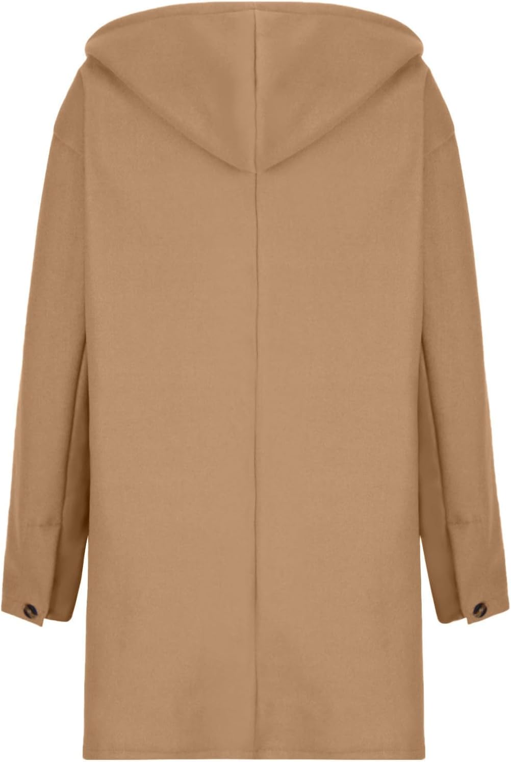 Lmdudan 2024 Winter Hooded Wool Pea Coat for Women Mid Long Loose Single Breasted Overcoat Casual Outerwear with Pockets