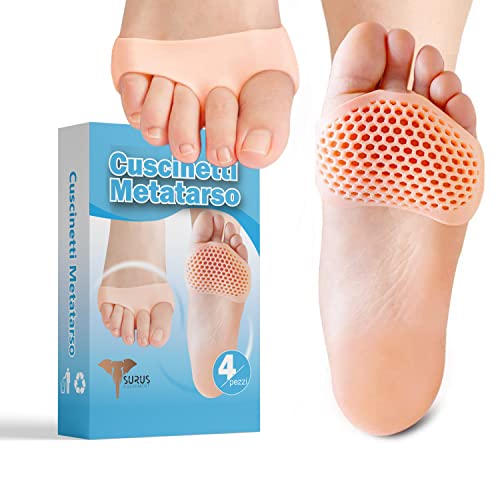 Surus Equipment 4 coussinets métatarsiens professionnels en gel pour avant-pied, soulagement immédiat des douleurs et des vessies, prévenir l'inflammation,...