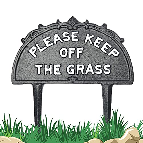 RRMMAN Gras-Warnschild aus Gusseisen, mit Aufschrift Please Keep Off the Grass, Warnschild No Pooping Yard, Retro-Stil und langlebig (bitte halten Sie das Gras fern)