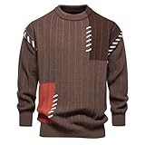 Caxndycing Pullover Herren mit Rundhalsausschnitt Slim Fit Strickpullover Rundhals Bequem Basic Freizeitpullover Klassischer Langarmshirt Warm Luftig Sweater