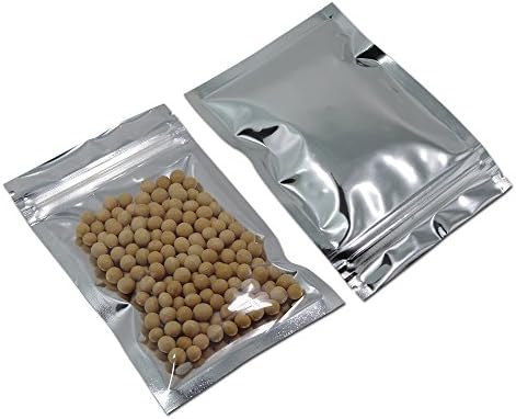 100 Pcs 6 x 10 cm (2.4 x 3.9 inch) Mylar Foil Zipper Lock Bags Clear Front Resealable Heat Seal Food Storage Bags Translucent Foil Aluminium Pouch Mylar Bags with Window for Zip Bag Reusable Lock Seal