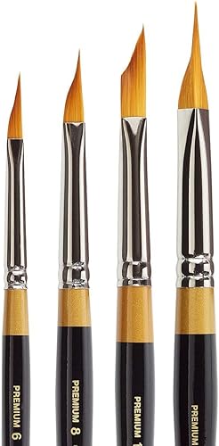 Miniatura 2 de KINGART B-092 Premium - Juego de pinceles para artista, diseño de cuña milagrosa de la serie 9900, pelo sintético dorado Taklon para acrílico,