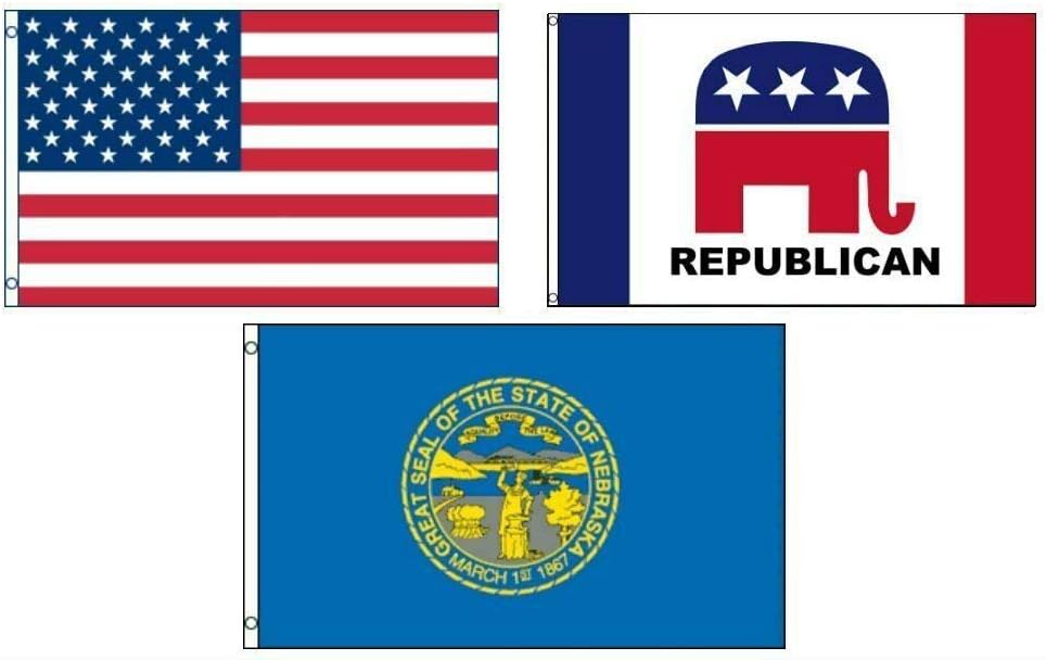 JumpingLight 3x5 American & Republican & State of Nebraska Wholesale Set Flag 3x5 - Quality Flags