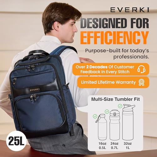 Image of EVERKI Onyx Premium Business Executive Laptop Backpack, Ballistic Nylon and Leather, Travel Friendly
