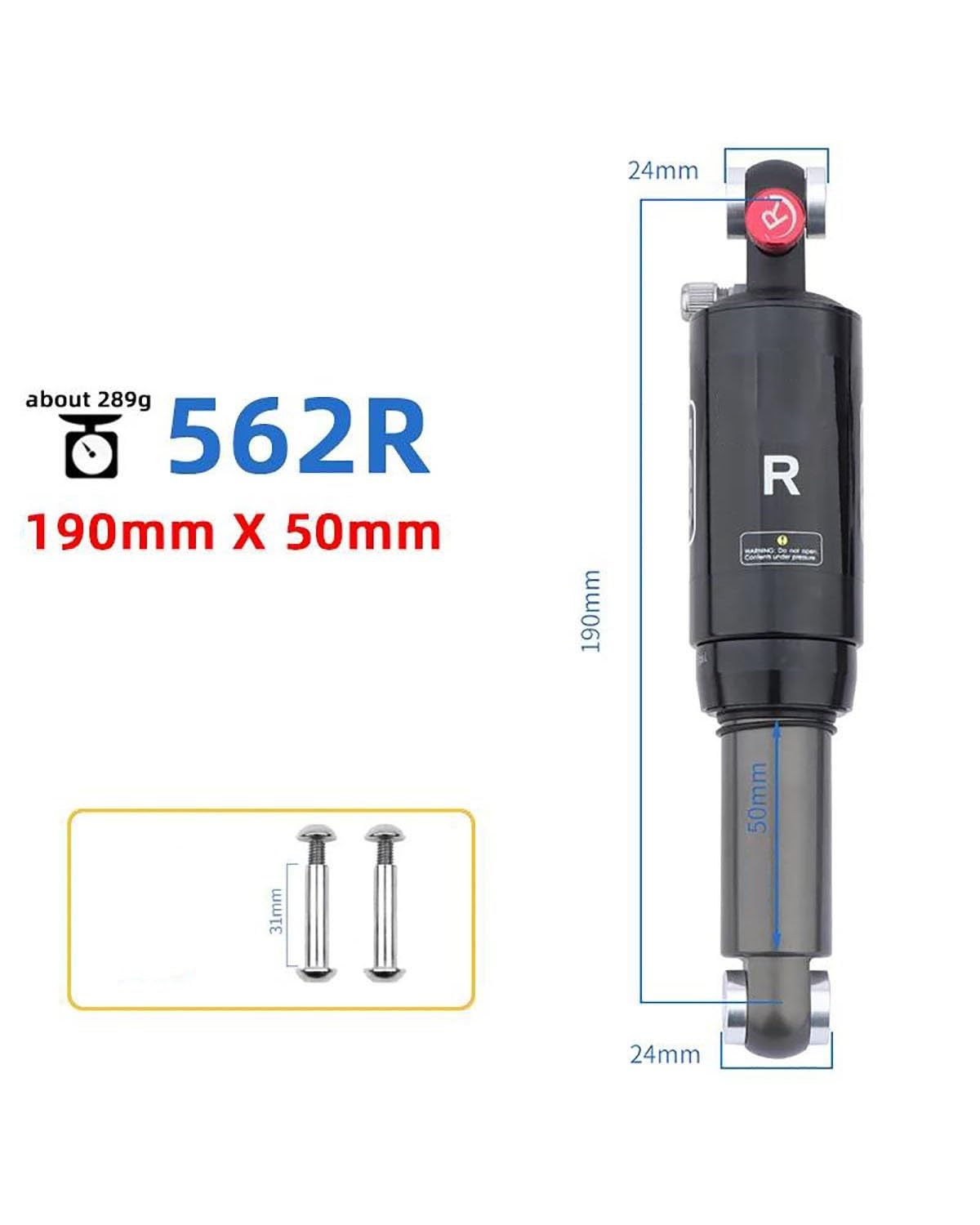 Amortiguador Aire Trasero MTB, 165/190 Mm, 588RL/582RL/562RL