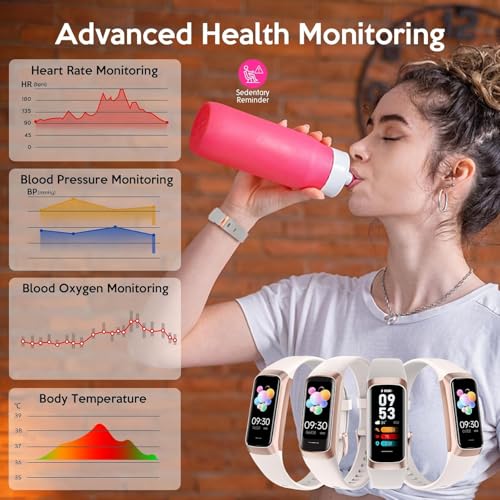 Image of Fitness Tracker,2025 Smart Watch with Blood Pressure Heart Rate & Sleep Monitor IP67 Waterproof Step Calorie Counter Pedometer Fitness Activity Watch for Men Women Android iOS Phone (Pink)