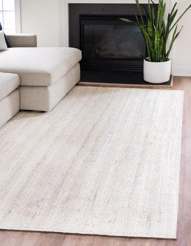 DANGAYACH ART Alfombra de yute blanco roto de 3 x 16 pies, tejida a mano, diseños únicos, estilo bohemio de granja, duradera y apta para mascotas, para sala de estar, comedor y dormitorio