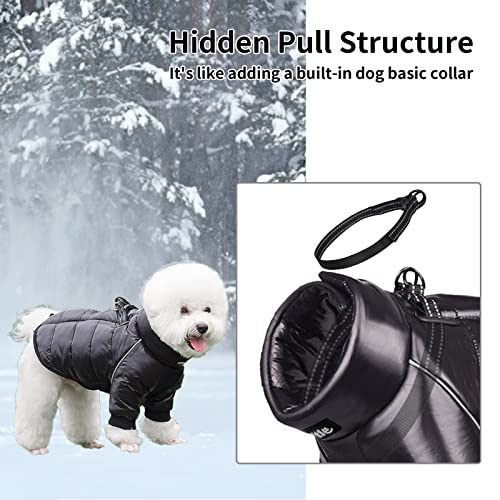 Aiitle Dog Warm Winter Jacket - Bronzing Waterproof Fabric Dog Coat - Dual D Ring Collar Design Dog Winter Coat - Cold Weather Dog Apparel For Small Medium Large Dogs Black L #TOP5