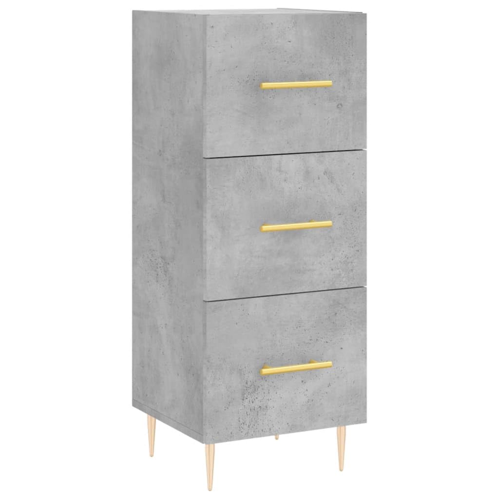 Générique Bufet wysoki szary betonowy 34,5 x 34 x 180 cm, szafka do przechowywania z drewna inżynieryjnego z metalowymi drzwiami i nogami, duża przestrzeń do przechowywania do organizacji codziennych