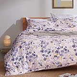 SLEEP ZONE Bedding Duvet Cover Sets Printed Watercolor Floral Pattern 120gsm Ultra Soft Zipper Closure Corner Ties, Purple,King (104 X 90 inch | 2 Pillow Shams)