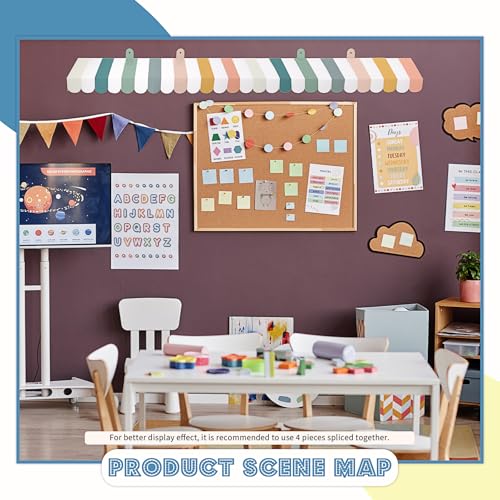 Image of Boao 4 Pcs 3D Cardboard Awning Decor,Morandi Color,Boho Style | Paper Awning, Circus Carnival Theme, For Bulletin Board, Lemonade Stand, Bakery & Ice Cream Truck, Wall Window Backdrop