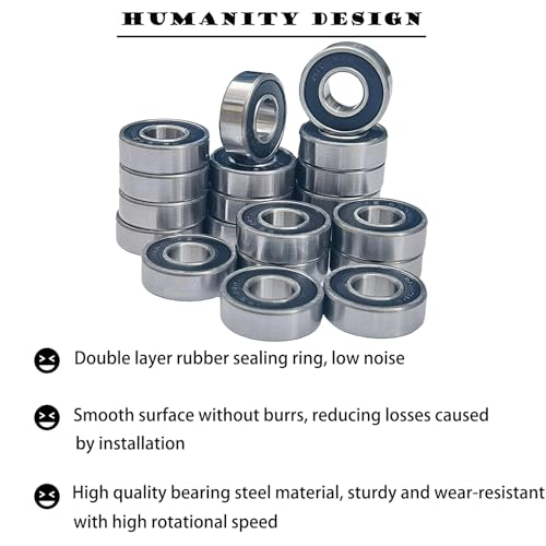 Image of 20 PCS R6-2RS Bearings 3 /8 ID x 7 /8 OD x 9 /32 Width Small Bearings Pre-Lubricated and Double Rubber Sealed Miniature Deep Groove Ball Bearing