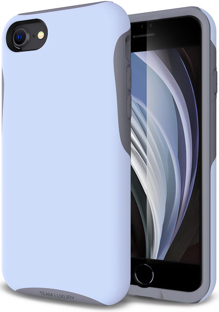 TEAM LUXURY Case for iPhone se (2022/2020), iPhone 8, iPhone 7 case - Shockproof Slim Protective Cover Compatible with Wireless Charging - (Blue/Gray)
