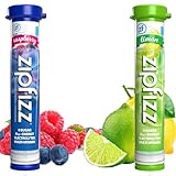 Zip_fizzs Vitamin Energy Hydration Drink Mix, Blue Raspberry Limon Flavors, 30 Count (Split Box), 100% Daily Vitamin C & B12, Caffeine from Natural Sources, Zero Sugar, Low Calorie