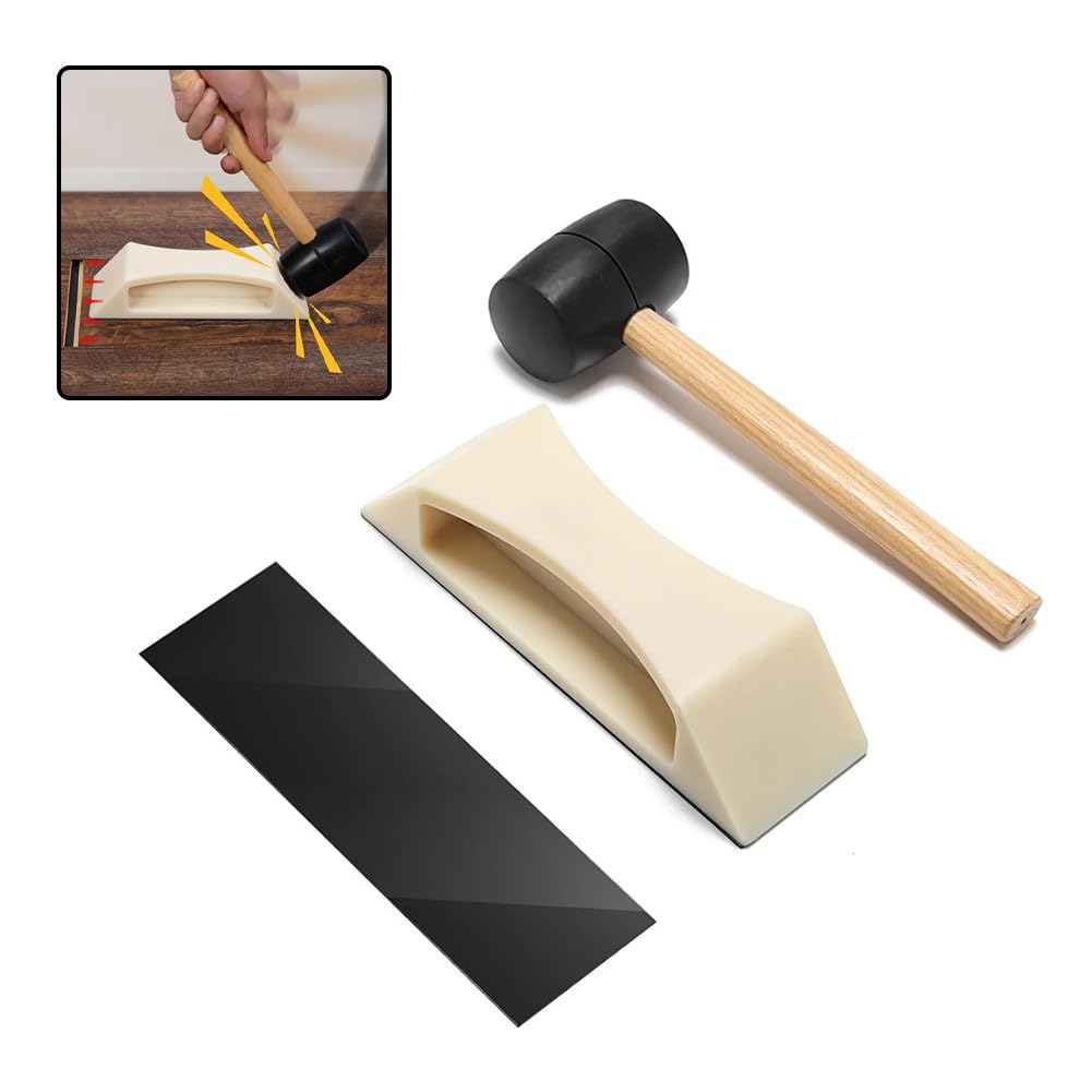 Kit di attrezzi per fissaggio pavimenti, kit di attrezzi per pavimenti in laminato, sollevatore in HDPE resistente con martello in gomma, cuscinetti lavabili per legno duro, LVP, riparazione SPC