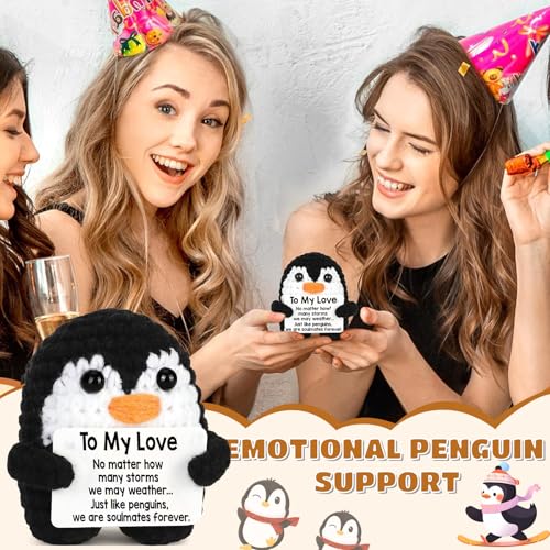 Image of Handmade Crochet Penguin Toy | Cute Desk Decor with to My Love Card | Romantic Emotional Support Crochet Doll | Perfect Love Gifts for Woman and Men