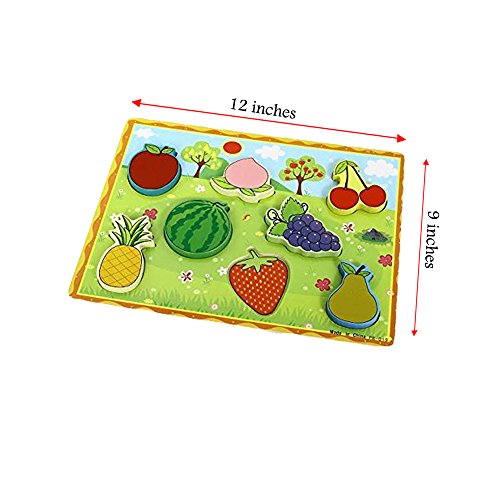 Toy Cubby Kids Toddler Wooden Pegged Various Puzzle Board Set- 2 to 3 inches Various Fruit Puzzle Piece