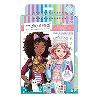 Make It Real Kitty Inspired Fashion Sketchbook with Stencils and Stickers for Creativity - Kids Arts and Crafts Colouring Book - Girls Gifts\u2026