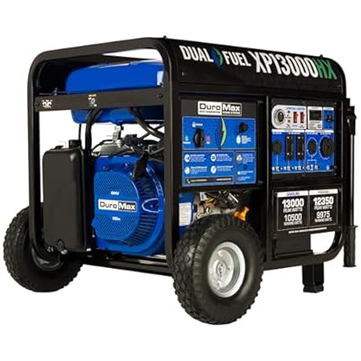 DuroMax XP13000HX Dual Fuel Portable Generator - 13000 Watt Gas or Propane Powered - Electric Start w/ CO Alert, 50 State Approved, Blue