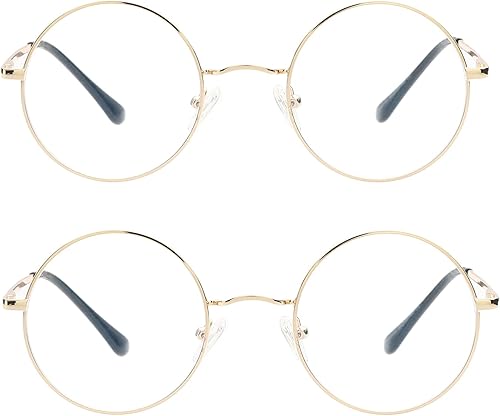 Miniatura 8 de Lentes de bloqueo de luz azul para mujeres y hombres, marco de metal redondo, lentes transparentes para computadora de 1.969 in
