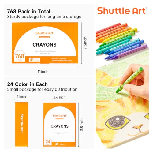 Image of Shuttle Art Crayons Bulk Packs 32 Boxes of 24 Colors