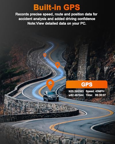 abask 4K dashcam auto GPS infrarood nachtzicht autocamera met 310° groothoek, G-sensor, loopopname, WDR, 24 uur parkeerbewaking, veiligere supercondensator, max. 256 GB geheugenkaart - Afbeelding 3