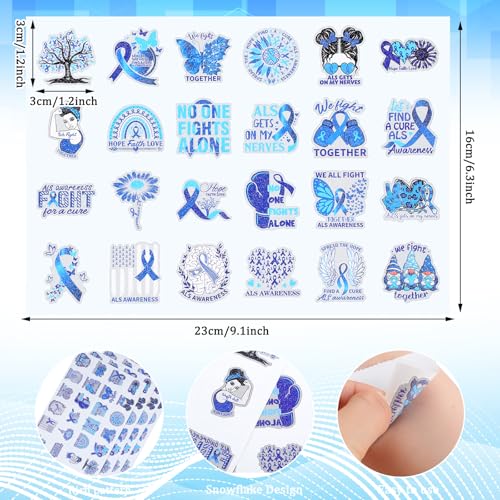 Image of Landhoow 240 Pcs Als Awareness Month Tattoos, 24 Designs