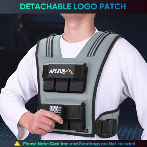 Image of APEXUP Adjustable Weighted Vest Men 20lbs /30lbs /40lbs Weights with Reflective Stripe, Weight Vest Woman Workout Vest for Strength Training Running Walking