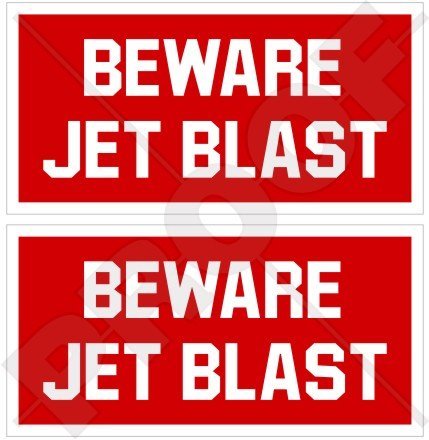 Danger Jet Blast Lowvis Aircraft USAF 7,6 Cm (75 Mm) Stickers Muraux En Vinyle, Décalcomanies X2
