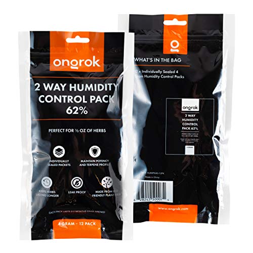 ONGROK 2 Way Humidity Packs 62% RH, (4 Gram - 12 Pack) | 3 Sizes Available, Individually Sealed Humidity/Moisture Control Packets, For up to 1/2 oz