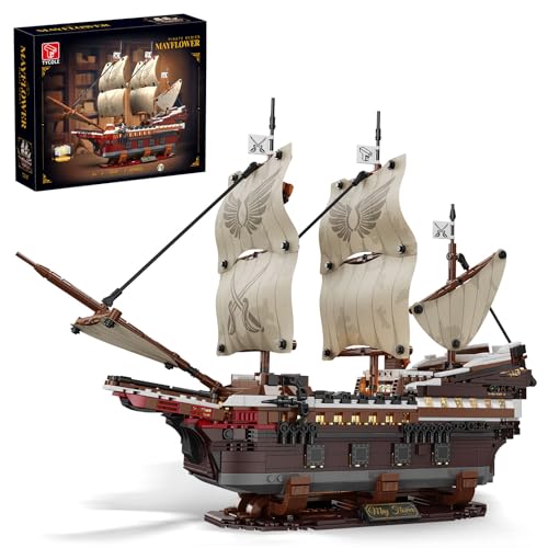 TYCOLE Pirate Ship Building Set with Lights - Mayflower Ship