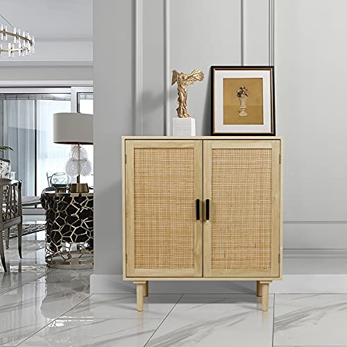 Finnhomy 7615 Sideboard Buffet Kitchen Storage Cabinet With Rattan Decorated Doors thumb #4