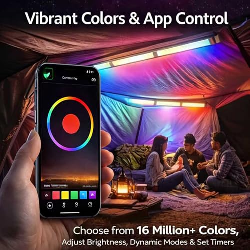 Image of Rv Exterior Light Camping Trailer Accessories Camper Accessories for Outside Rechargeable Lights Under Cabinet Rv Porch Light Led 2PCS (RGB, 45 LED)