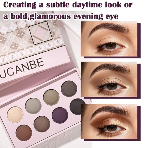 UCANBE Paleta de Sombras de Ojos Nude 8 Tonos – Sombras de Ojos Ahumadas Mate, Alta Pigmentación, Textura Suave, Fácil de Difuminar (01 Mate) - imagen 7
