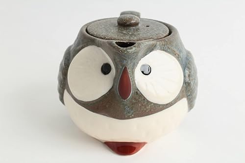 Miniatura 2 de Mino ware - Tetera de cerámica japonesa Kyusu con forma de búho fabricada en Japón (importación de Japón) CPK101 (carbón de piedra)