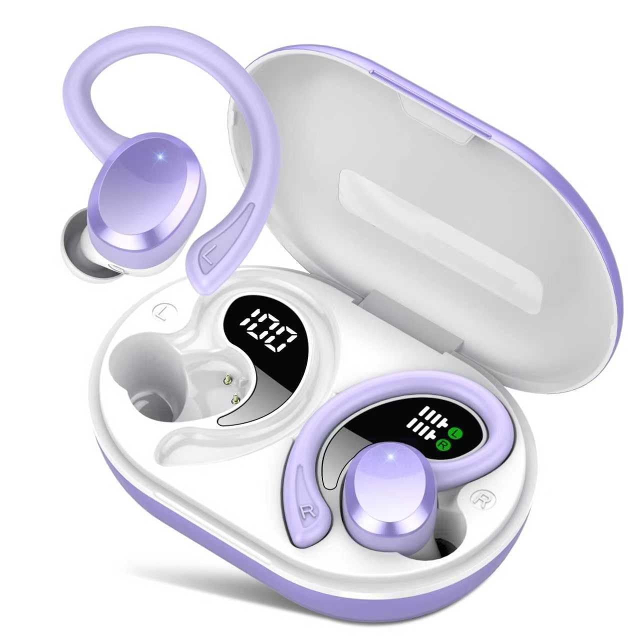 Bluetooth Kopfhörer Sport, Kopfhörer Kabellos Bluetooth 5.4 mit 4 ENC Noise Cancelling Mic, 68Std Hi-Fi Stereo Tiefer Bass Wireless Earbuds, LED-Anzeige, IP7 Wasserdicht Ohrhörer mit Ohrhaken