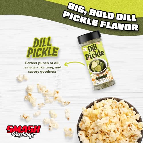 image for Smash Seasonings Dill Pickle Popcorn Seasoning Shaker – 2 Pack Tangy