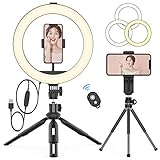 Otium 自撮りライト 女優ライト リングライト 撮影用ライト 10インチ 卓上ライト LEDライト 照明ライト 11段階調光 3色モード Bluetoothリモコン 高輝度LED電球128個 三脚スタンド付き 美容化粧/自撮り/YouTube生放送/ビデオカメラ撮影用 外径10inch usbライト