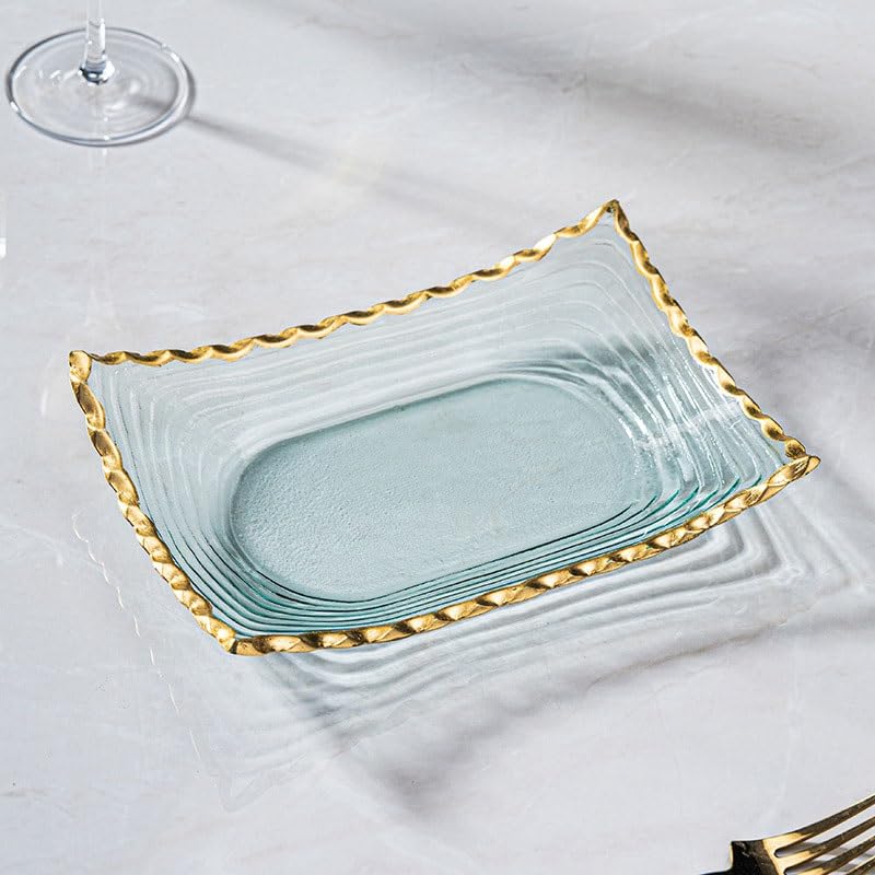 Bandejas para Fruta, Plato de Frutas secas en la Mesa Centro Sala Estar casa, Caja Almacenamiento Cristal for Platos Aperitivos(Small)