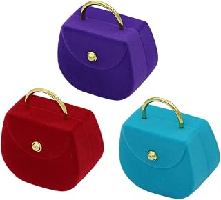STOBAZA 3 Piece Handbag Shape Flocking Jewelry Box for Women | Empty Ring Boxes, Red Finish, Storage and Protection, Christmas and Birthday Gifting, Ornaments and Jewelry