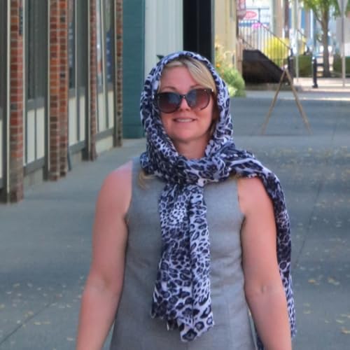 Rosemarie & Jubalee Women's Get Wild Versatile Leopard Print Fashion Wrap Swimsuit Sarong Shawl Scarf, 72" (Gray Black White)2