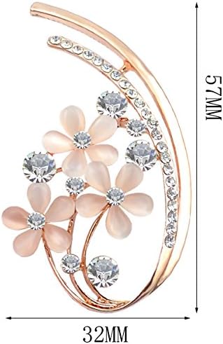 FENGJI Full Rhinestone Five Flower Opal Brooches for Women Vintage Clothing Decoration Jewellery Crystal Brooch Pins (Gold,Silver)
